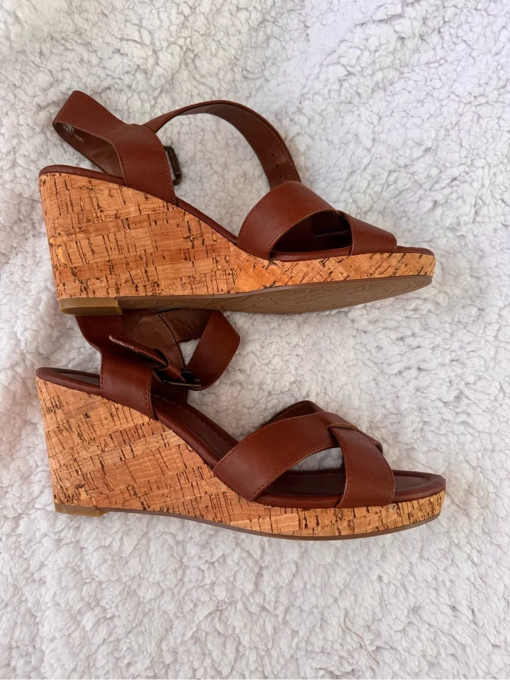 Pesaro Brown Leather Cork Wedge Sandals